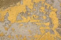 Brown cracked painting on grey concrete surface Royalty Free Stock Photo