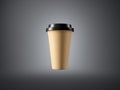 Brown craft paper cup on the gray background. 3d Royalty Free Stock Photo