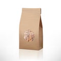 Brown Craft Paper Peas Bag Packaging With Transparent Window