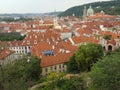 Brown and crowded roofs of Prague houses