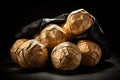 Brown Crumpled Paper Balls in a Plastic Bag with Dark Background AI Generative Royalty Free Stock Photo