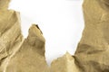 Brown crumpled paper texture That is punctured to create white spaces