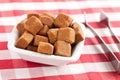 Brown cubes of sugar Royalty Free Stock Photo