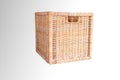 Brown cubic woven storage basket isolated on white side view Royalty Free Stock Photo