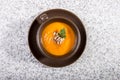 Brown cup with squash soup Royalty Free Stock Photo