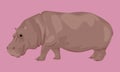 Brown cute fat hippopotamus art