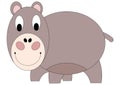 Brown cute smiling hippo for kids