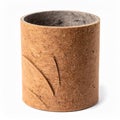 Brown Cylinder Object with Leaf Pattern on White Background Studio Shot Royalty Free Stock Photo