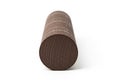 Brown cylindrical object with horizontal white lines, resembling a foam roller. It has a smooth Royalty Free Stock Photo
