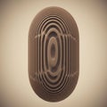 Brown 3D geometric object with intricate, concentric oval layers. The smooth, rounde Royalty Free Stock Photo
