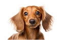 Brown dachshund on a white background. Playful and cute dog Royalty Free Stock Photo