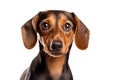 Brown dachshund on a white background. Playful and cute dog Royalty Free Stock Photo