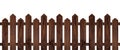 Brown dark wood fence isolated on white background Royalty Free Stock Photo