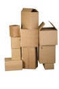 Brown different cardboard boxes arranged in stack Royalty Free Stock Photo