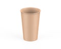 Brown disposable paper cup mock up for coffee, tea, soda and soft drink. Kraft cardboard paper cup on isolated white background, 3 Royalty Free Stock Photo