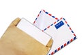 Brown document and air mail envelope isolated Royalty Free Stock Photo