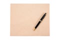 Brown document envelope and pen isolated Royalty Free Stock Photo