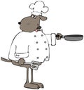 Brown dog chef with a frying pan Royalty Free Stock Photo