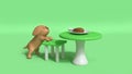 Brown dog clamber chair and table 3d render Royalty Free Stock Photo