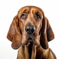 Dynamic And Exaggerated Hound Breed Photography With Bloodhound In White Background