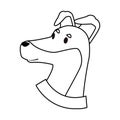 Brown dog icon cartoon isolated black and white Royalty Free Stock Photo