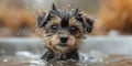 Brown Dog Taking a Bath in Bathtub Royalty Free Stock Photo