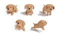 Brown dogs five action big image white background 3d render