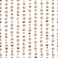 Brown doodle paw print seamless fabric design pattern