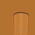 Brown door front to house and building flat design style background vector illustration modern new decoration open Royalty Free Stock Photo