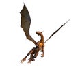 Brown dragon flying and hunting