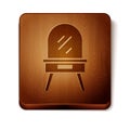 Brown Dressing table icon isolated on white background. Wooden square button. Vector