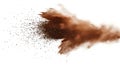 Brown dust exploding in the mid-air isolated on white background Royalty Free Stock Photo