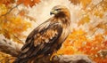 A brown eagle is perched on a tree branch Royalty Free Stock Photo