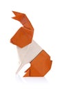 Brown easter bunny of origami. Royalty Free Stock Photo