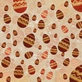 Brown easter eggs in beige old paper background