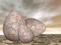 Brown Easter eggs in nature - 3D render