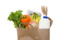 Bag of groceries isolated on white background Royalty Free Stock Photo