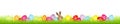 Brown Egg Bunny And Twenty Eight Colorful Easter Eggs Meadow Banner