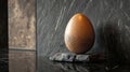 Brown Egg On A Stone Block, With Marble Background. Contemporary Look Royalty Free Stock Photo