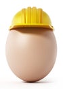 Brown egg with yellow hardhat. 3D illustration Royalty Free Stock Photo