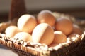 Brown eggs in a brown basket