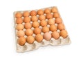 Brown eggs in the cardboard egg tray on white background Royalty Free Stock Photo