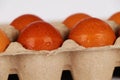 Brown eggs in egg box