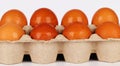 Brown eggs in egg box Royalty Free Stock Photo