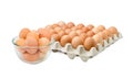 Brown eggs in the glass bowl and cardboard egg tray Royalty Free Stock Photo