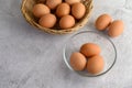 Brown eggs and glasses bowl Royalty Free Stock Photo