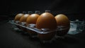 Brown eggs in a hard plastic box Royalty Free Stock Photo