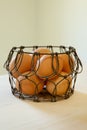 Brown eggs in a wire basket Royalty Free Stock Photo
