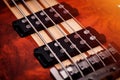 Brown Electric Bass Guitar. Close Up. Abstract Picture Royalty Free Stock Photo