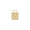 Brown empty grocery paper bag with reuse sign. flat icon isolated on white Royalty Free Stock Photo